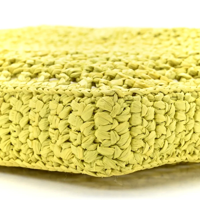 PRADA LARGE EFFECT CROCHET LOGO EMBROIDERED TOTE BAG CEDRO YARN RAFFIA - Image 4