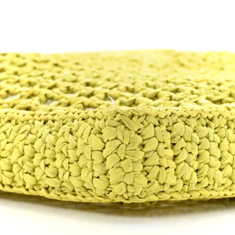 PRADA LARGE EFFECT CROCHET LOGO EMBROIDERED TOTE BAG CEDRO YARN RAFFIA - Image 5