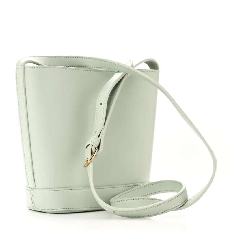 CELINE SMALL CUIR TRIOMPHE BUCKET BAG JADE SMOOTH CALFSKIN LEATHER GOLD HARDWARE - Image 2
