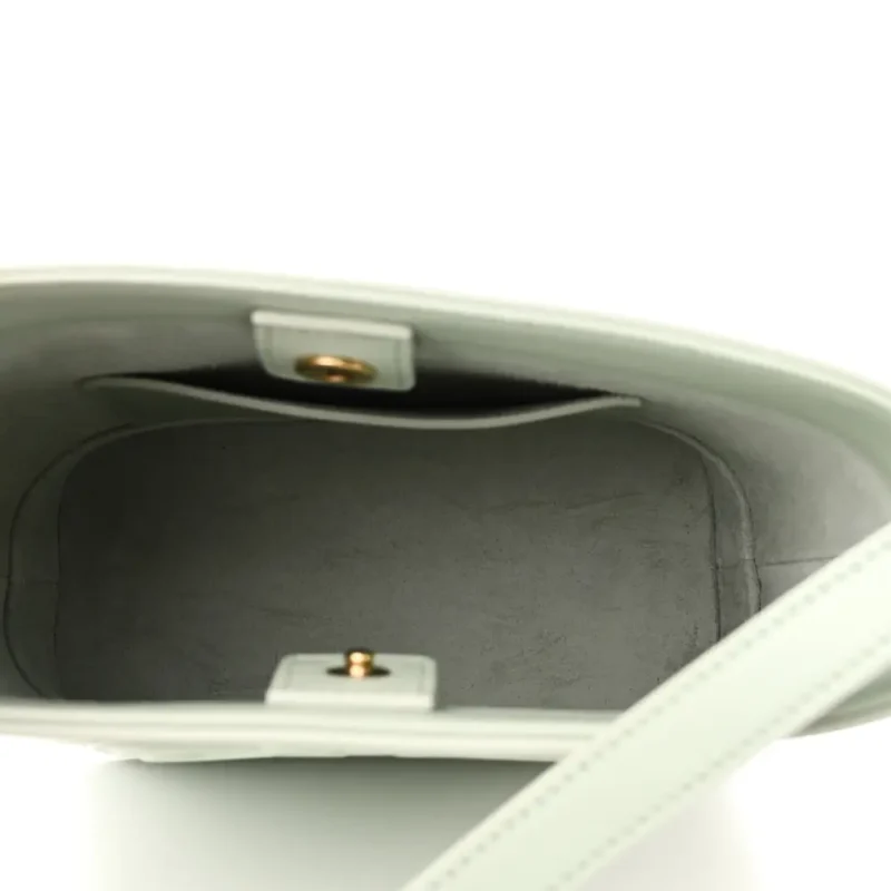CELINE SMALL CUIR TRIOMPHE BUCKET BAG JADE SMOOTH CALFSKIN LEATHER GOLD HARDWARE - Image 6