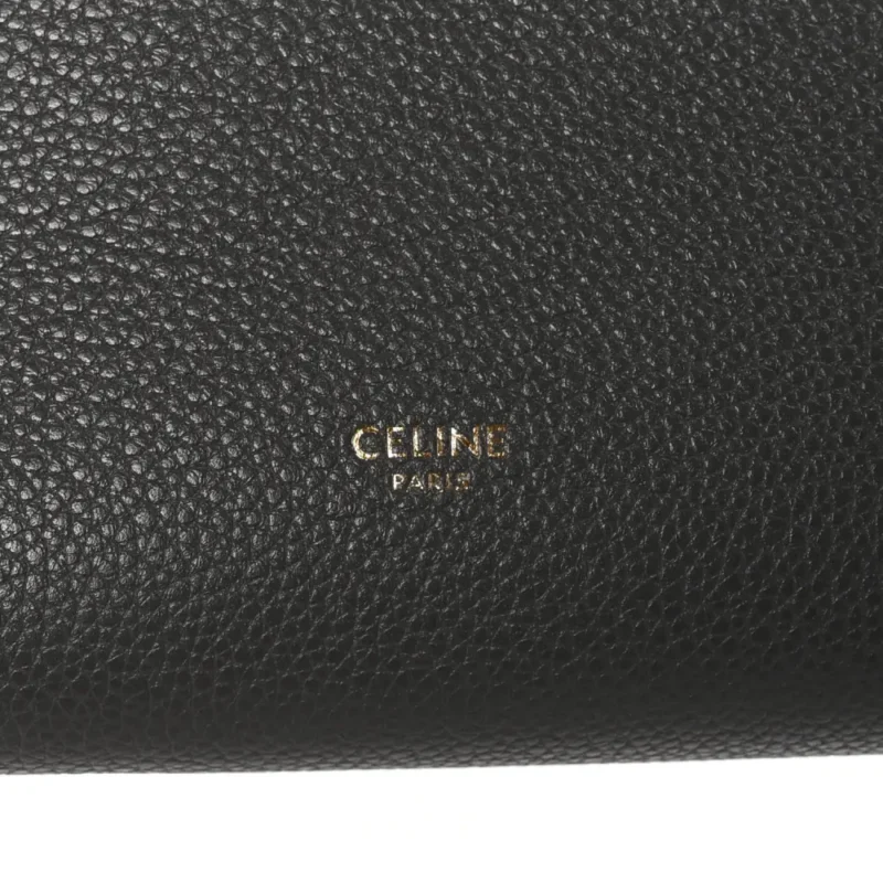 CELINE SMALL SANGLE BUCKET BAG KOHL SOFT GRAINED CALFSKIN LEATHER GOLD HARDWARE - Image 2
