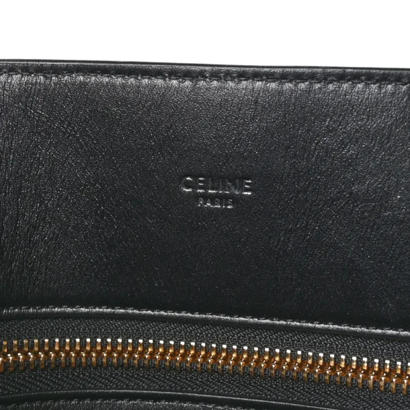 CELINE LARGE VERTICAL CABAS BLACK TRIOMPHE CANVAS & CALFSKIN LEATHER - Image 2