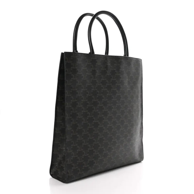 CELINE LARGE VERTICAL CABAS BLACK TRIOMPHE CANVAS & CALFSKIN LEATHER - Image 3