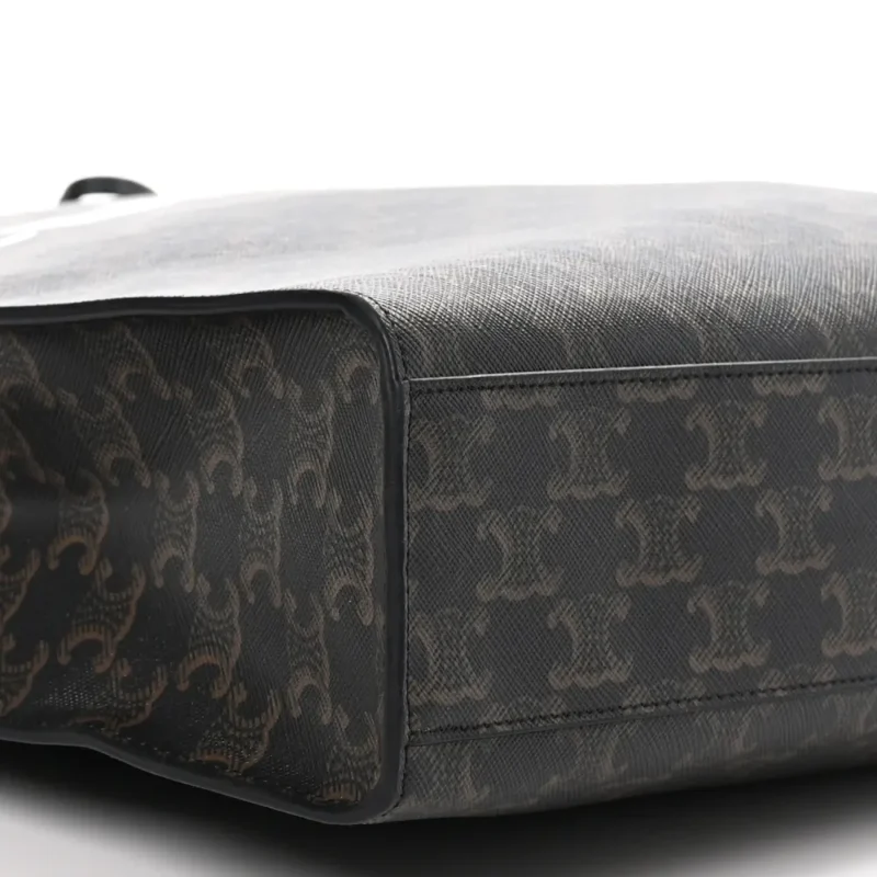 CELINE LARGE VERTICAL CABAS BLACK TRIOMPHE CANVAS & CALFSKIN LEATHER - Image 4