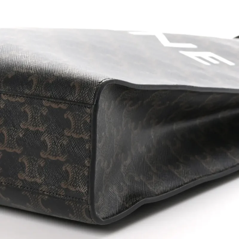 CELINE LARGE VERTICAL CABAS BLACK TRIOMPHE CANVAS & CALFSKIN LEATHER - Image 5