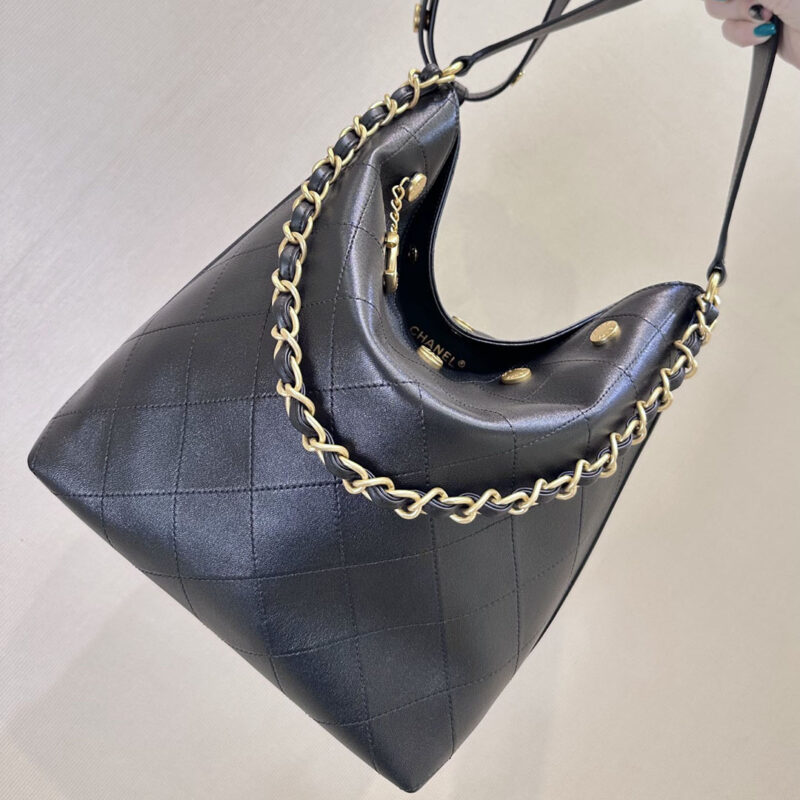 CHANEL BLACK WILLOW BUCKET TOTE BAGS QUILTED LAMBSKIN LEATHER SHOULDER BAG - Image 2