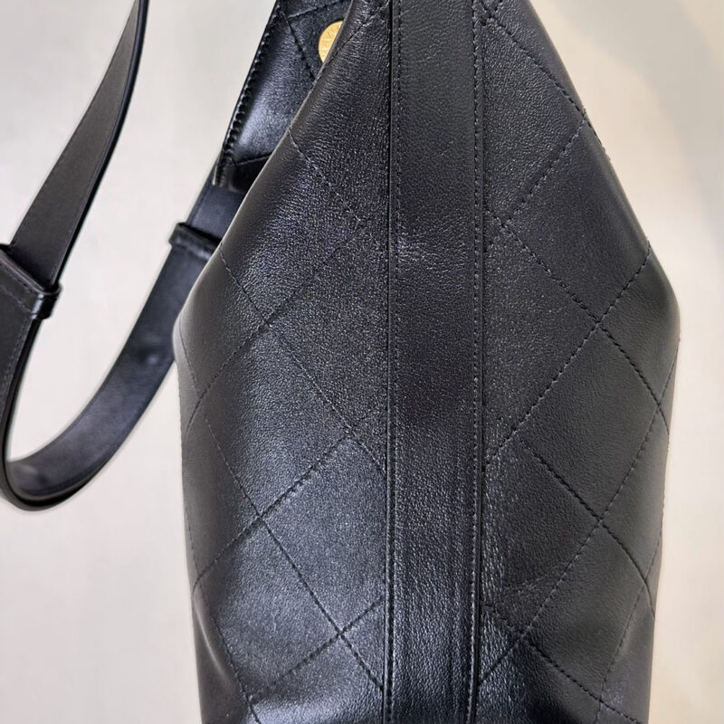 CHANEL BLACK WILLOW BUCKET TOTE BAGS QUILTED LAMBSKIN LEATHER SHOULDER BAG - Image 5