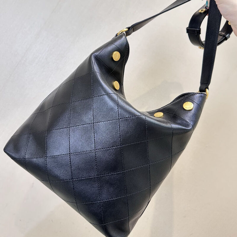 CHANEL BLACK WILLOW BUCKET TOTE BAGS QUILTED LAMBSKIN LEATHER SHOULDER BAG - Image 7