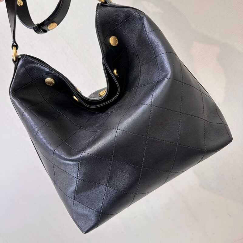 CHANEL BLACK WILLOW BUCKET TOTE BAGS QUILTED LAMBSKIN LEATHER SHOULDER BAG - Image 9