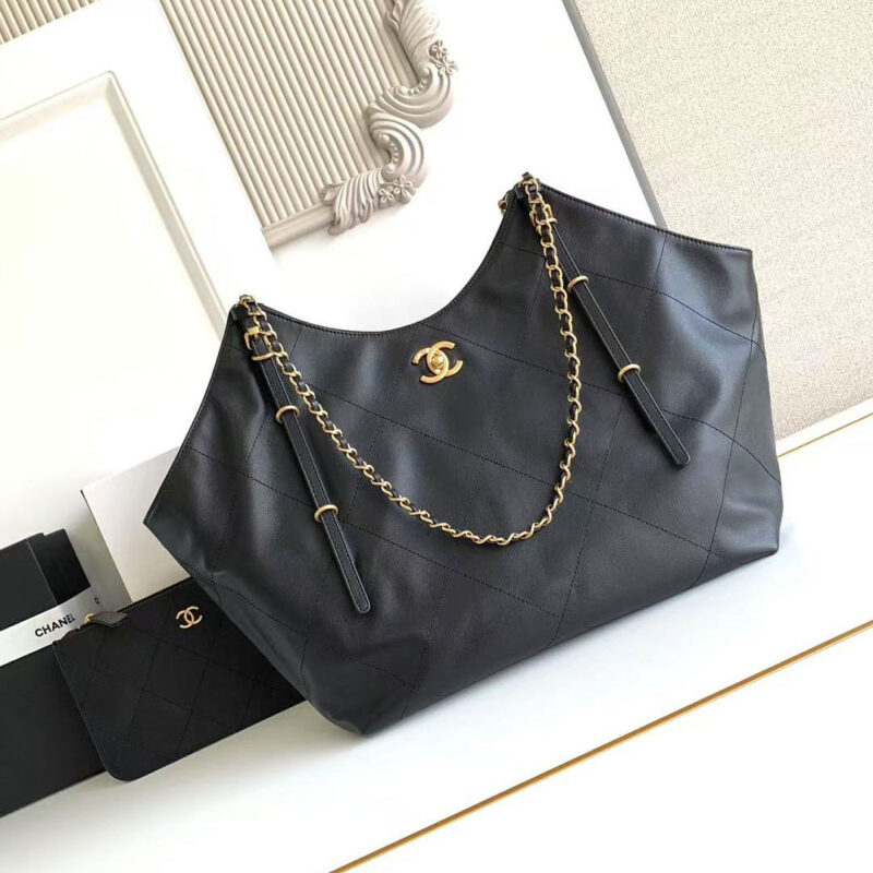 CHANEL BLACK QUILTED CATTLE LEATHER TOTE BAGS 36X59X13CM SHOULDER BAGS - Image 2