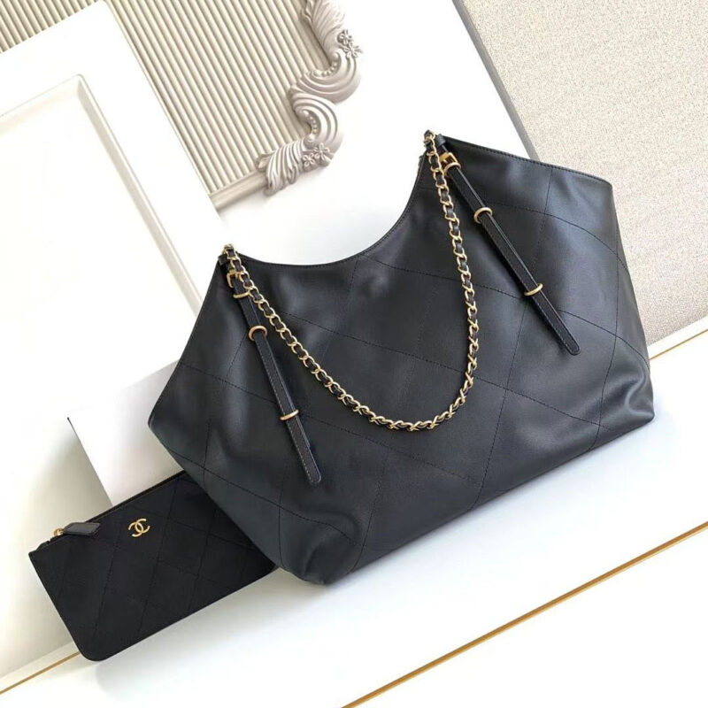 CHANEL BLACK QUILTED CATTLE LEATHER TOTE BAGS 36X59X13CM SHOULDER BAGS - Image 3