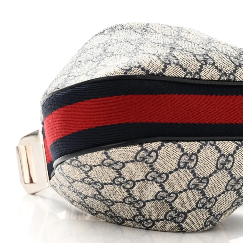 GUCCI SMALL WEB ATTACHE SHOULDER BAG BEIGE/BLUE GG SUPREME MONOGRAM CANVAS & TEXTURED CALFSKIN LEATHER SILVER HARDWARE - Image 5
