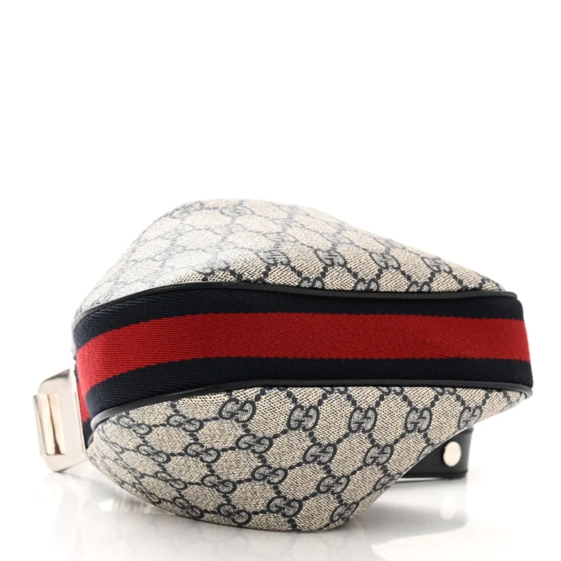 GUCCI SMALL WEB ATTACHE SHOULDER BAG BEIGE/BLUE GG SUPREME MONOGRAM CANVAS & TEXTURED CALFSKIN LEATHER SILVER HARDWARE - Image 6