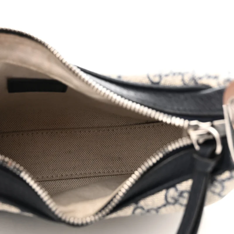 GUCCI SMALL WEB ATTACHE SHOULDER BAG BEIGE/BLUE GG SUPREME MONOGRAM CANVAS & TEXTURED CALFSKIN LEATHER SILVER HARDWARE - Image 7