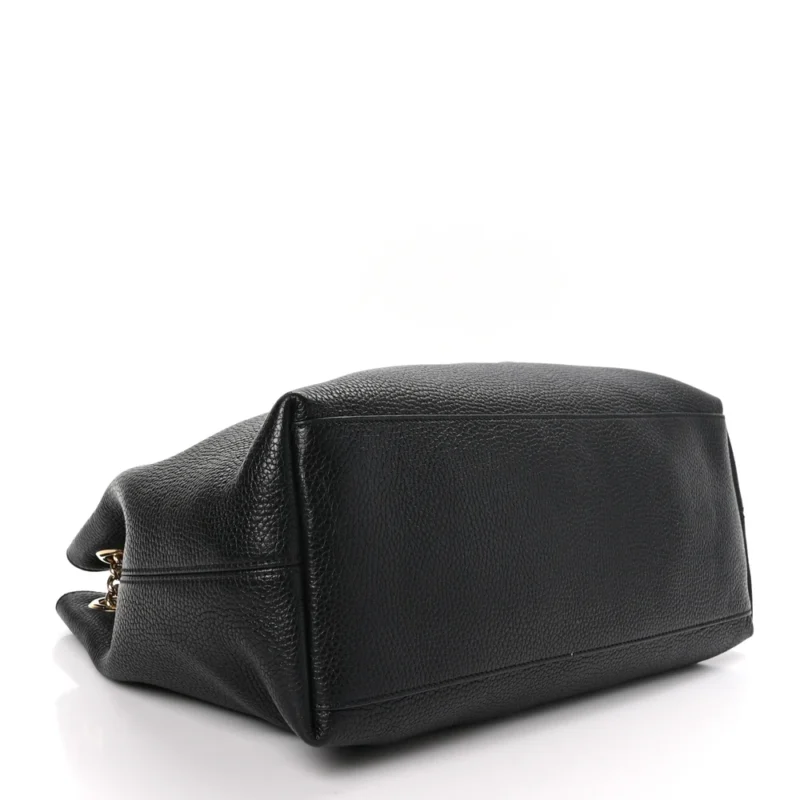 GUCCI MEDIUM SOHO CHAIN SHOULDER BAG BLACK PEBBLED CALFSKIN LEATHER LIGHT GOLD HARDWARE - Image 6