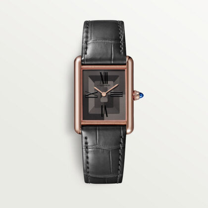TANK LOUIS CARTIER WATCH LARGE MODEL ROSE GOLD LEATHER CRWGTA0092