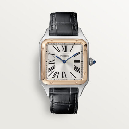 SANTOS-DUMONT WATCH LARGE MODEL QUARTZ MOVEMENT ROSE GOLD STEEL LEATHER CRW2SA0011