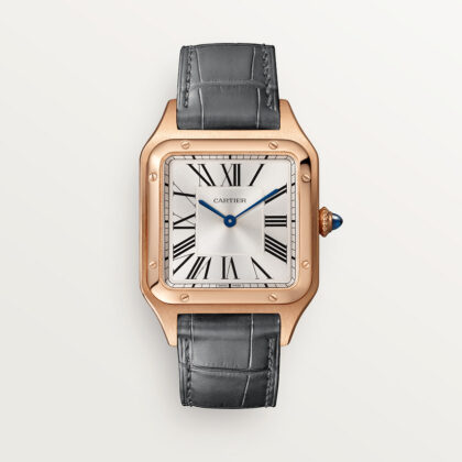 SANTOS-DUMONT WATCH LARGE MODEL QUARTZ MOVEMENT ROSE GOLD LEATHER CRWGSA0021
