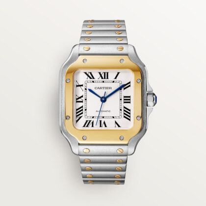 SANTOS DE CARTIER WATCH MEDIUM MODEL YELLOW GOLD STEEL CRW2SA0016