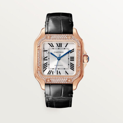 SANTOS DE CARTIER WATCH MEDIUM MODEL ROSE GOLD DIAMONDS CRWJSA0012