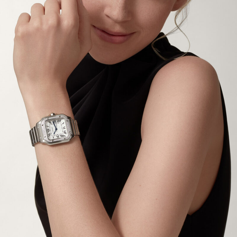 SANTOS DE CARTIER WATCH MEDIUM MODEL AUTOMATIC STEEL DIAMONDS CRW4SA0005 - Image 8