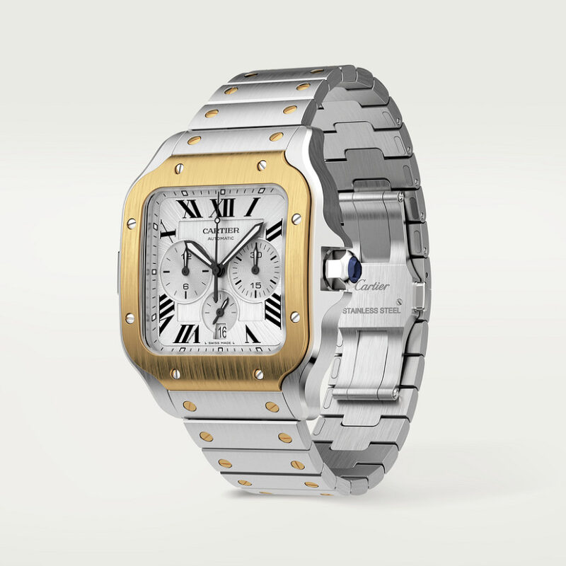 SANTOS DE CARTIER CHRONOGRAPH WATCH EXTRA-LARGE MODEL YELLOW GOLD STEEL CRW2SA0008 - Image 3
