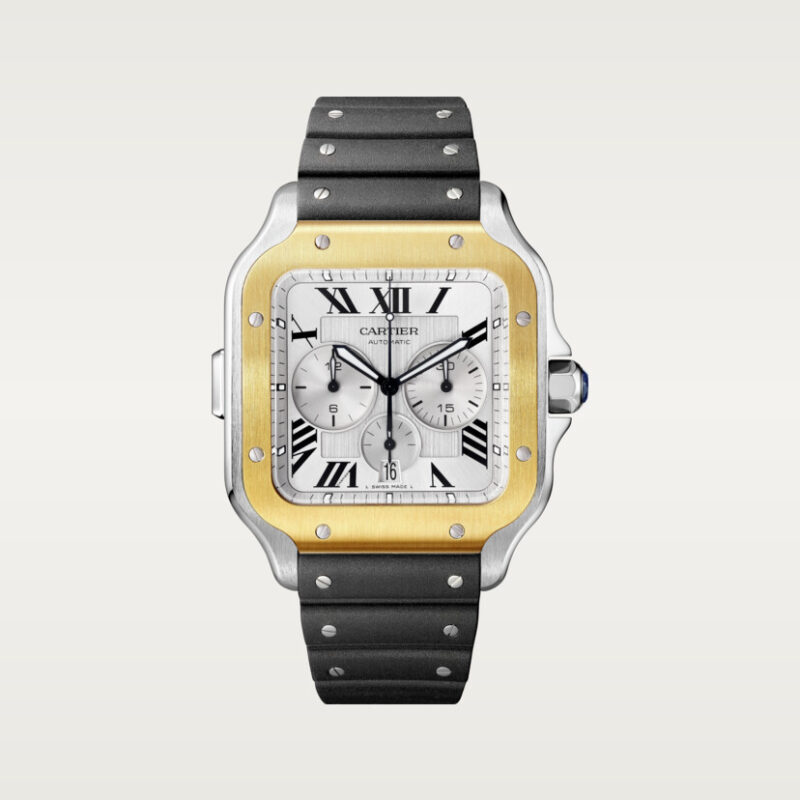 SANTOS DE CARTIER CHRONOGRAPH WATCH EXTRA-LARGE MODEL YELLOW GOLD STEEL CRW2SA0008 - Image 8