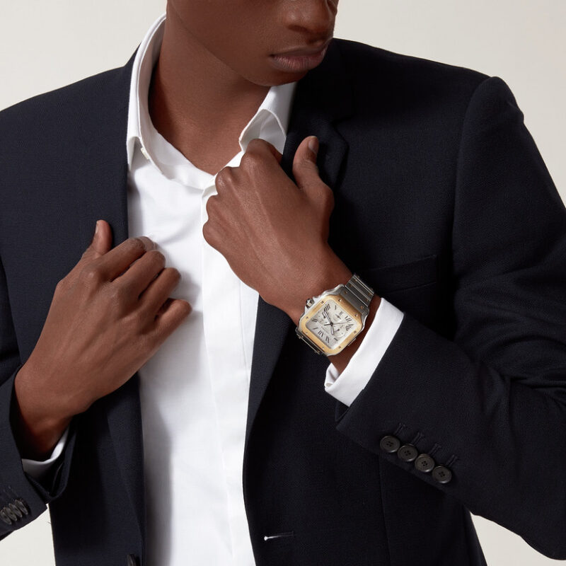 SANTOS DE CARTIER CHRONOGRAPH WATCH EXTRA-LARGE MODEL YELLOW GOLD STEEL CRW2SA0008 - Image 10