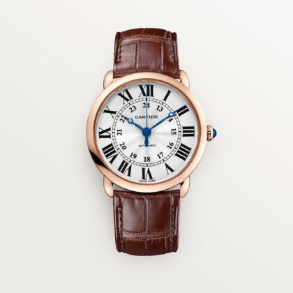 RONDE LOUIS CARTIER WATCH 36MM ROSE GOLD LEATHER CRWGRN0006