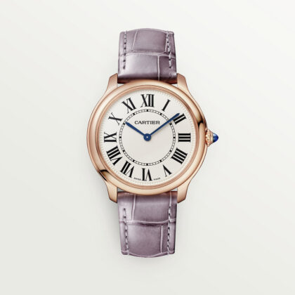 RONDE LOUIS CARTIER WATCH 36 MM QUARTZ MOVEMENT ROSE GOLD LEATHER CRWGRN0012
