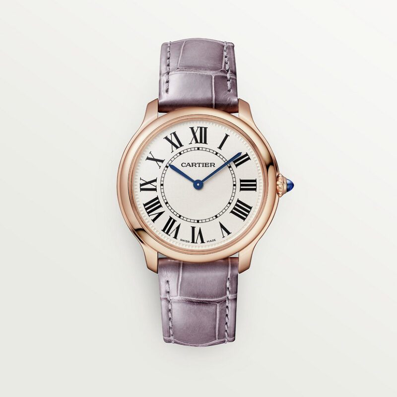 RONDE LOUIS CARTIER WATCH 36 MM QUARTZ MOVEMENT ROSE GOLD LEATHER CRWGRN0012