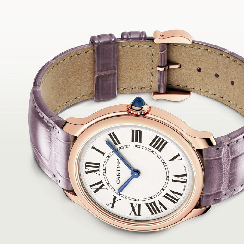 RONDE LOUIS CARTIER WATCH 36 MM QUARTZ MOVEMENT ROSE GOLD LEATHER CRWGRN0012 - Image 5