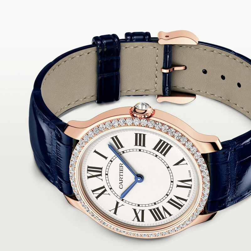 RONDE LOUIS CARTIER WATCH 36 MM QUARTZ MOVEMENT ROSE GOLD DIAMONDS LEATHER CRWJRN0010 - Image 5