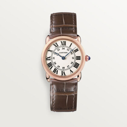 RONDE LOUIS CARTIER WATCH 29MM QUARTZ MOVEMENT ROSE GOLD LEATHER CRW6800151
