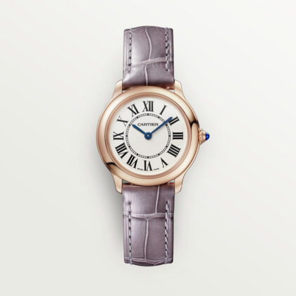 RONDE LOUIS CARTIER WATCH 29 MM QUARTZ MOVEMENT ROSE GOLD LEATHER CRWGRN0013