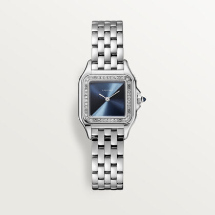 PANTHERE DE CARTIER WATCH SMALL MODEL QUARTZ MOVEMENT STEEL DIAMONDS CRW4PN0013