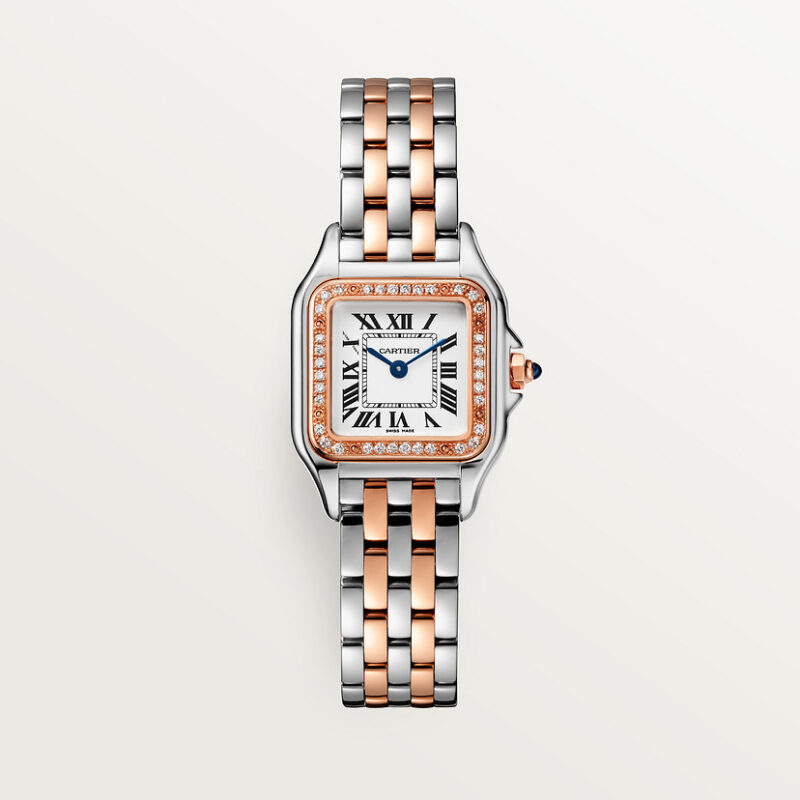 PANTHERE DE CARTIER WATCH SMALL MODEL QUARTZ MOVEMENT ROSE GOLD STEEL DIAMONDS CRW3PN0006 - Image 2