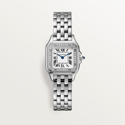 PANTHERE DE CARTIER WATCH SMALL MODEL QUARTZ MOVEMENT STEEL DIAMONDS CRW4PN0007