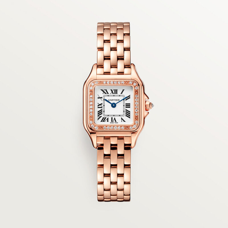 PANTHERE DE CARTIER WATCH SMALL MODEL QUARTZ MOVEMENT ROSE GOLD DIAMONDS CRWJPN0049