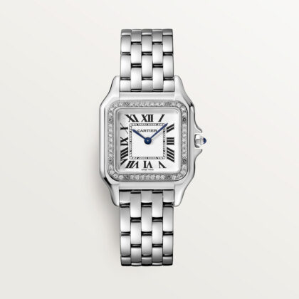 PANTHERE DE CARTIER WATCH MEDIUM MODEL QUARTZ MOVEMENT STEEL DIAMONDS CRW4PN0008