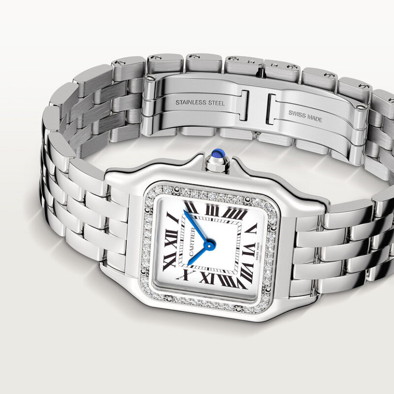 PANTHERE DE CARTIER WATCH MEDIUM MODEL QUARTZ MOVEMENT STEEL DIAMONDS CRW4PN0008 - Image 4