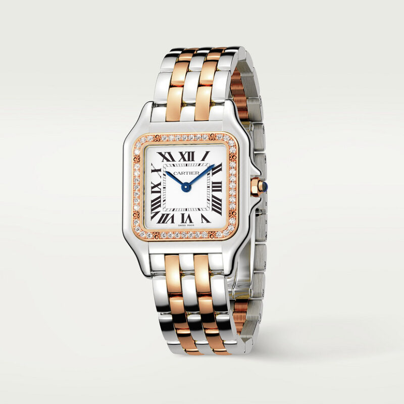 PANTHERE DE CARTIER WATCH MEDIUM MODEL QUARTZ MOVEMENT ROSE GOLD STEEL DIAMONDS CRW3PN0007 - Image 3