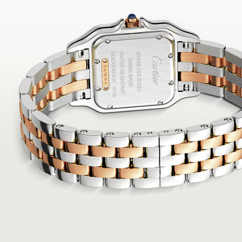 PANTHERE DE CARTIER WATCH MEDIUM MODEL QUARTZ MOVEMENT ROSE GOLD STEEL DIAMONDS CRW3PN0007 - Image 5