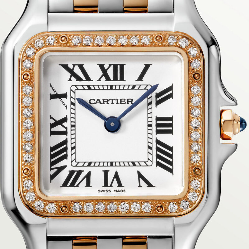PANTHERE DE CARTIER WATCH MEDIUM MODEL QUARTZ MOVEMENT ROSE GOLD STEEL DIAMONDS CRW3PN0007 - Image 9