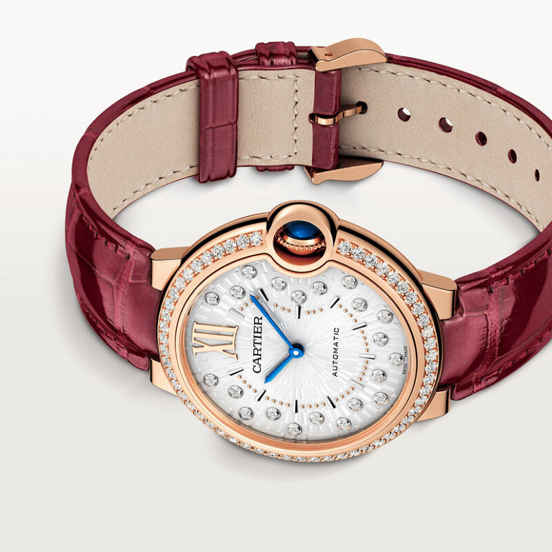 BALLON BLEU DE CARTIER WATCH 36 MM ROSE GOLD DIAMONDS LEATHER CRWJBB0081 - Image 5