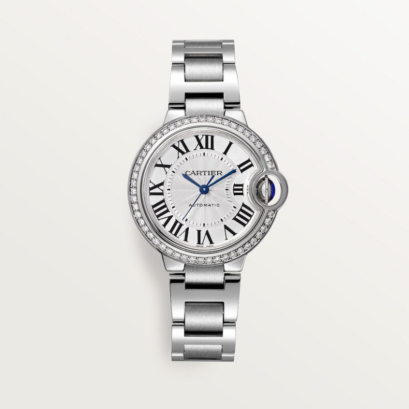 BALLON BLEU DE CARTIER WATCH 33 MM STEEL DIAMONDS CRW4BB0023