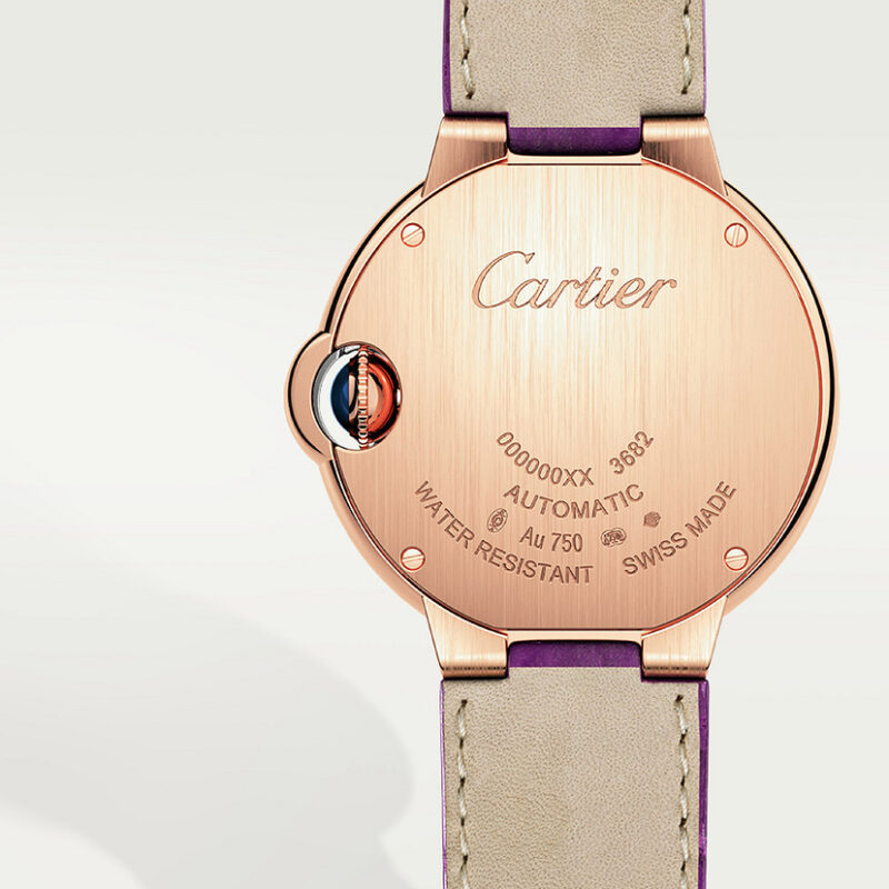 BALLON BLEU DE CARTIER WATCH 33MM ROSE GOLD DIAMONDS LEATHER CRWE902063 - Image 3