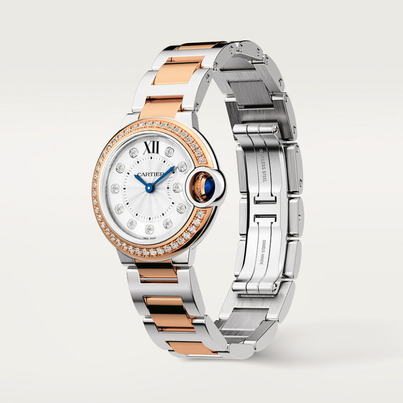 BALLON BLEU DE CARTIER WATCH 28 MM ROSE GOLD STEEL DIAMONDS CRW3BB0025 - Image 2