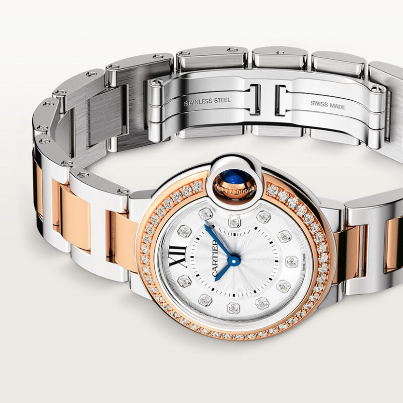 BALLON BLEU DE CARTIER WATCH 28 MM ROSE GOLD STEEL DIAMONDS CRW3BB0025 - Image 6
