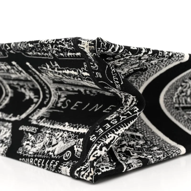 DIOR MEDIUM PLAN DE PARIS BOOK TOTE BLACK/WHITE EMBROIDERED CANVAS - Image 5